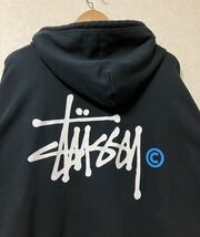 XL 黒 STUSSY ステューシー ロゴ スウェット パーカー ブラック デカロゴ スウェットパーカ フーディー_画像5