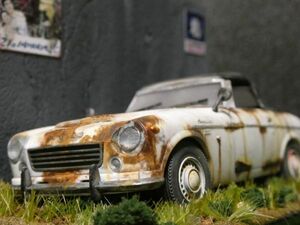 昭和レトロ 1/32 DATSUN フェアレディ 2000GT 情景ジオラマ完成品 ケース付