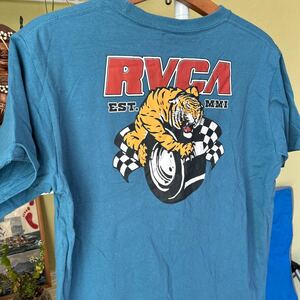 RVCA プリントTシャツ　ポケットT 紺　ML