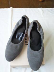 BEAMS tea n key heel gray suede new goods 39 -inch 24.5. new goods 