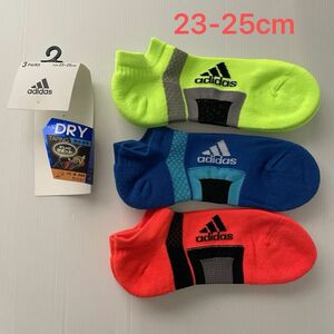 新品☆ adidas ぎゅっとサポート taping 吸水速乾 つま先 踵 母指球 クッションソックス 靴下3足（23-25cm）