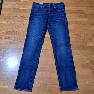 リーバイス 505 革パッチ W28 レギュラー ストレート LEVI'S PREMIUM BIG E ストレッチデニム ダークブルー 00505-1556