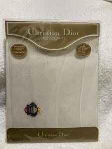 【新品】Christian Dior ウエスト ロゴ入りアウトゴム カラフルワンポイント 白 パンティストッキング パンスト