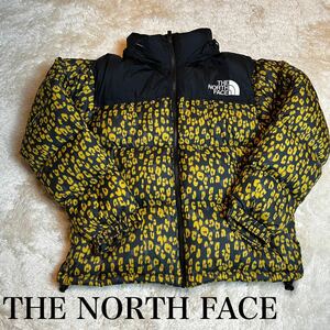 【1円スタート】大きいサイズ　美品　THE NORTH FACE BRAVE JACKET ダウン　フード収納可　メンズ　レディース　アニマル　豹柄　NDW92161