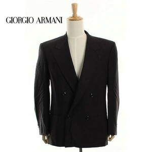 A4446/美品 秋冬 総裏 GIORGIO ARMANI アルマーニ ウール 無地 テーラード ダブル4Bジャケット 38REG 濃紺/イタリア製 メンズ スーツ用