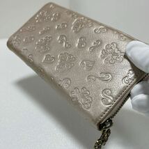 ◆ANNA SUI アナスイ 313181◆　長財布　ダリア　ラウンドジップ　本革　小銭入れ有　シャンパンピンク 【USED】0205_画像4