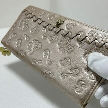 ◆ANNA SUI アナスイ 313181◆　長財布　ダリア　ラウンドジップ　本革　小銭入れ有　シャンパンピンク 【USED】0205_画像3