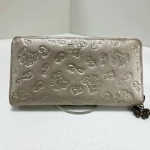 ◆ANNA SUI アナスイ 313181◆　長財布　ダリア　ラウンドジップ　本革　小銭入れ有　シャンパンピンク 【USED】0205_画像2