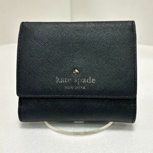 ◆kate spade ケイトスペード◆　折り財布　二つ折り　サフィアーノレザー　小銭入れ有　ブラック　PWRU4448 【USED】0227