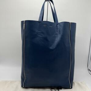 美品 CELINE セリーヌ ホリゾンタルカバ ガゼット トートバッグ ハンドバッグ A4可能 メンズ レディース レザー 青 ブルー ユニセックスの画像2