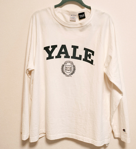 Champion チャンピオン YALE USA製 T1011 XL ロング Tシャツ 両面プリント 白 ホワイト アメリカ 長袖 UCLA Cal USC NYU カレッジ 大学
