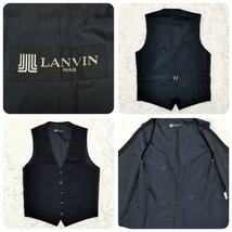 希少◎LANVIN ランバン 3Pスーツセットアップ スリーピース 上下 ベスト ジレ フォーマル 定番 ビジネス 背抜き ネイビー ウール100% 美品_画像8