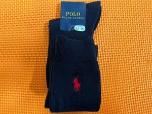 新品　濃紺　赤刺繍　POLO RALPH LAUREN ポロラルフローレン ラルフローレン スクールソックス ハイソックス 靴下 ネイビー 24〜26