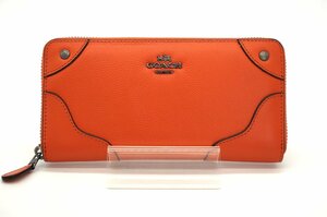 △COACH コーチ ラウンドファスナー長財布 オレンジ　グレーン ロング ジップ　オレンジ　F52645