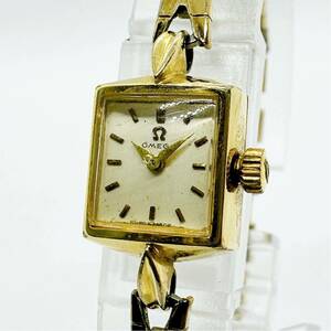 02055 オメガ OMEGA 稼働品 レディース 腕時計 手巻き スクエア ゴールドカラー アンティーク ヴィンテージ