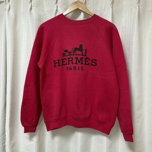 【1円スタート】90's Hanes ヘインズ BOOTLEG ブート スウェット M コットン RED US古着 HERMES エルメス