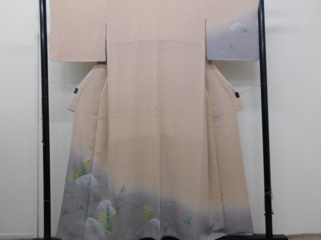 [Selección especial de Rakufu] P28070 Yuzen Oni Chirimen pintado a mano Homongi Awase delicadamente teñido Subasta sin usar, kimono de mujer, kimono, vestido de visita, Confeccionado