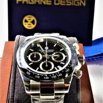 送料無料：新品・パガーニデザイン・メンズ・セイコー製VK63クロノグラフクオーツ式腕時計 ・オマージュウオッチ・ステンレスモデル_画像2