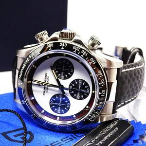 送料無料・新品・パガーニデザイン・メンズ・セイコー製VK63クロノグラフクオーツ式腕時計・オマージュ・カーボン柄本革モデル・PD-1676
