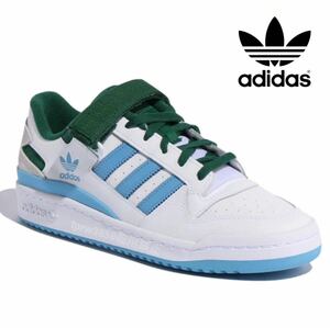 新品未使用 アディダス FORUM LOW【27cm】フォーラム 本革 レザー adidas スニーカー ローカット 白 靴 6816 水色 ロー