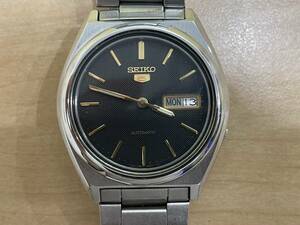 【22715】稼働品 SEIKO セイコー5 7009-876A 黒文字盤 自動巻き デイデイト 腕時計