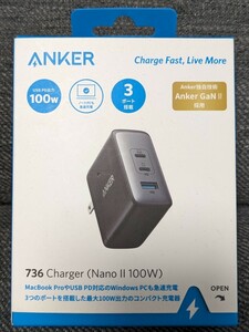  использование 2 час только Anker 736 Charger (Nano II 100W) 3 порт USB-C×2 быстрое зарядное устройство USB PD соответствует якорь iPhone Galaxy Xperia Macbook iPad