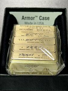 zippo ボトムメタル ゴールド アーマー Armor Case Heavy Wall 初期型 2013年製 GOLD 特殊加工品 デットストック ケース 保証書 