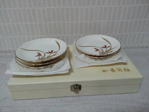 香蘭社　KORANSHA　未使用　安全証　高級木箱付　金彩　銘々皿　５枚セット　小皿