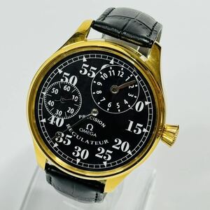 【希少】オメガ OMEGA レギュレーター アンティーク 腕時計 ビンテージ 裏スケルトン ブラック文字盤 OH済