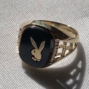  origin joke material antique Vintage PLAYBOY Play Boy Hermes Supreme Tiffany Gold gold onyx sig net ring ring 