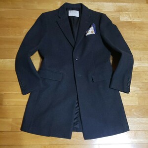 良質質感★エディフィス×【伊】バロンブロッサ社『上質起毛メルトンウール×カシミヤ』カシミヤタッチ◎グレー チェスターコート(S-M位)