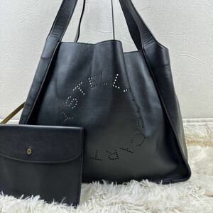 Stella McCartney ステラマッカートニー トートバッグ ロゴ パンチング ブラック ポーチ付き