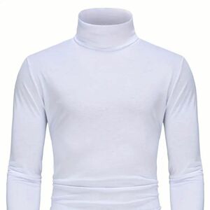 スタイリッシュなマルチカラーボトリングシャツ、メンズタートルネック長袖Tシャツ　S(JP-L)小さ目なので普段Mサイズの方お勧め！
