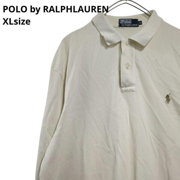 POLO by RALPHLAUREN長袖ポロシャツアイボリーメンズXL b19