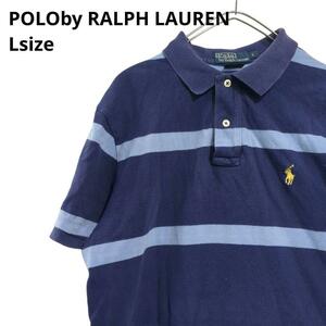 POLOby RALPH LAUREN ボーダーポロシャツ半袖紺メンズL b19