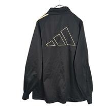 adidasトラックジャケット ロゴ刺繍ジャージ上/ブルゾン　黒　メンズL　f_画像3