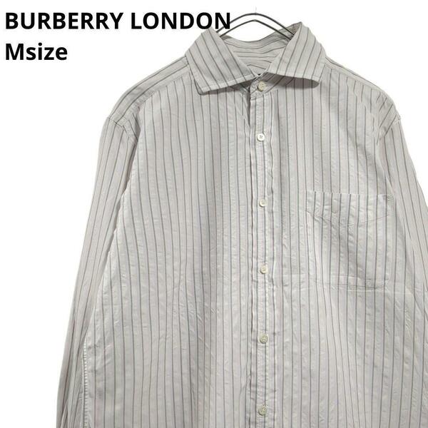 BURBERRY LONDONストライプシャツピンク白メンズM a24