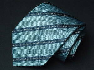  beautiful goods [dunhill Dunhill ]A1168 light blue navy stripe Italy made in Italy SILK brand necktie old clothes superior article 