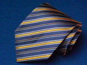  beautiful goods [HUGO BOSS Hugo Boss ]A1270 Brown stripe Italy made in Italy SILK brand necktie old clothes superior article 