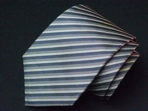  beautiful goods [HUGO BOSS Hugo Boss ]A1313 silver gray stripe Italy made in Italy SILK brand necktie old clothes superior article 