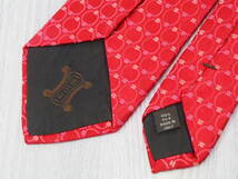 美品 【CELINE セリーヌ】A1454 赤 RED ロゴ イタリア 伊製 SILK ブランド ネクタイ 古着 良品_画像6