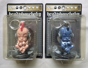 【未開封】head phone baby ミニフィギュアキーチェーン レギュラー ブルー 2個セット TOKYOGUNS GENESIS COMPANY ジャンク