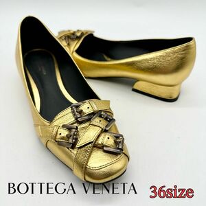 BOTTEGA VENETA ボッテガヴェネタ ゴールドフラットパンプス　