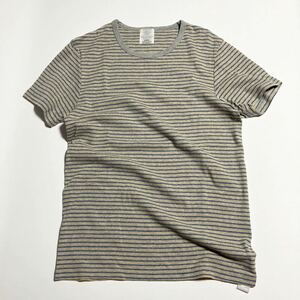 BEAUTY＆YOUTH ☆ ボーダー カットソー ストレッチ系 コットン Tシャツ 半袖 肌着 グレー イエロー ブルー L ユナイテッドアローズ■SAP81