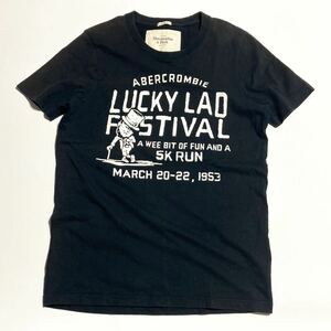 Abercrombie&Fitch ☆ 大きめプリント◎ Tシャツ 半袖 ブラック L アメカジ ストリート 大人カジュアル 古着 人気 アバクロ■SAP101