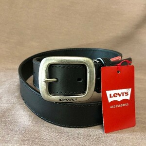 ベルト LEVI'S 本革 リーバイス 牛革 メンズベルト 35mm 6021 ブラック 黒 新品 本物 ロゴ入りバックル