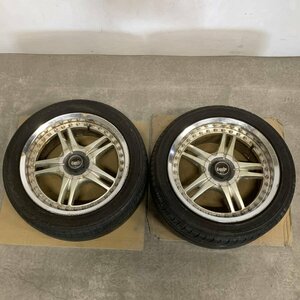 WORK ワーク EQUIP 2本組 ホイール&ラジアルタイヤ 17x8.5J実測値 PCD114.3 5穴 OFF+34○ジャンク品