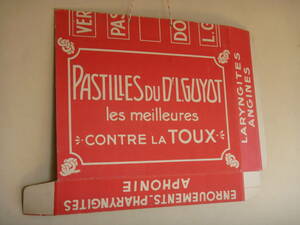 ◆ フランスアンティーク 古い厚紙のパッケージ 印刷物 1940年代 PASTILLES DU D'LGUYOT ウォールデコレーション ディスプレイ 店舗什器