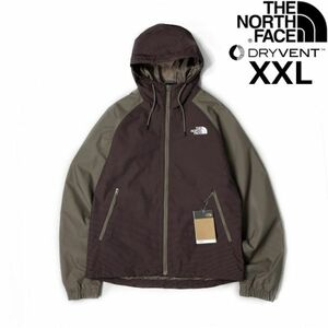 1円～!売切!【正規新品】THE NORTH FACE◆NOVELTY TNF RAIN HOODIE マウンテンパーカー US限定 2023最新 撥水(XXL)茶 ボーダー柄 180915-65