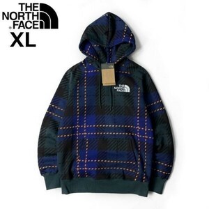 1円～!売切!【正規新品】THE NORTH FACE◆W HOLIDAY HOODIE パーカー US限定 上質 男女兼用 裏起毛 ロゴ刺繍(XL)青 緑 チェック柄181130-35